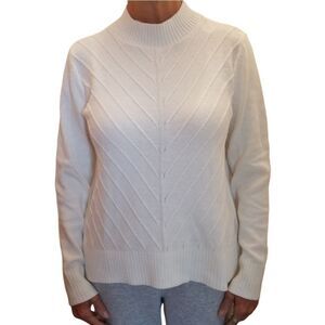 Talbots Knit Sweater Ivory Mock Neck Size Small Petite